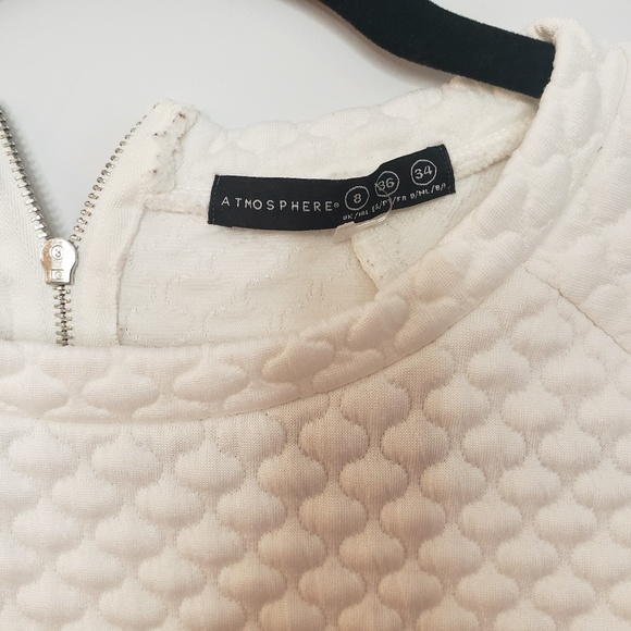 Atmosphere Women White Quilted Pullover Sweater - Picture 2 of 4